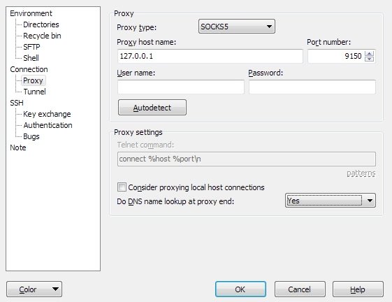 Configuração de proxy